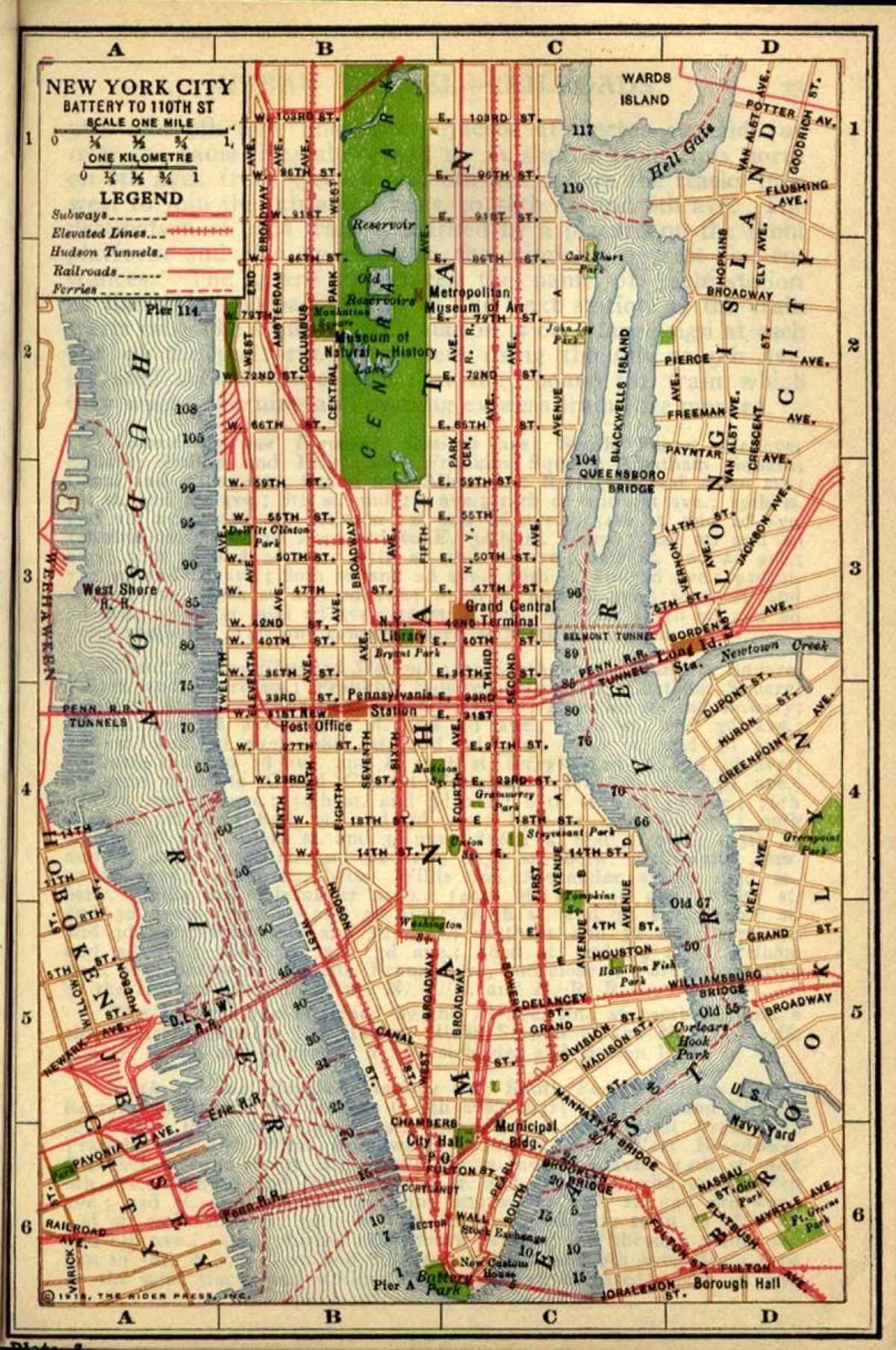 քարտեզը հին Մանհեթենի