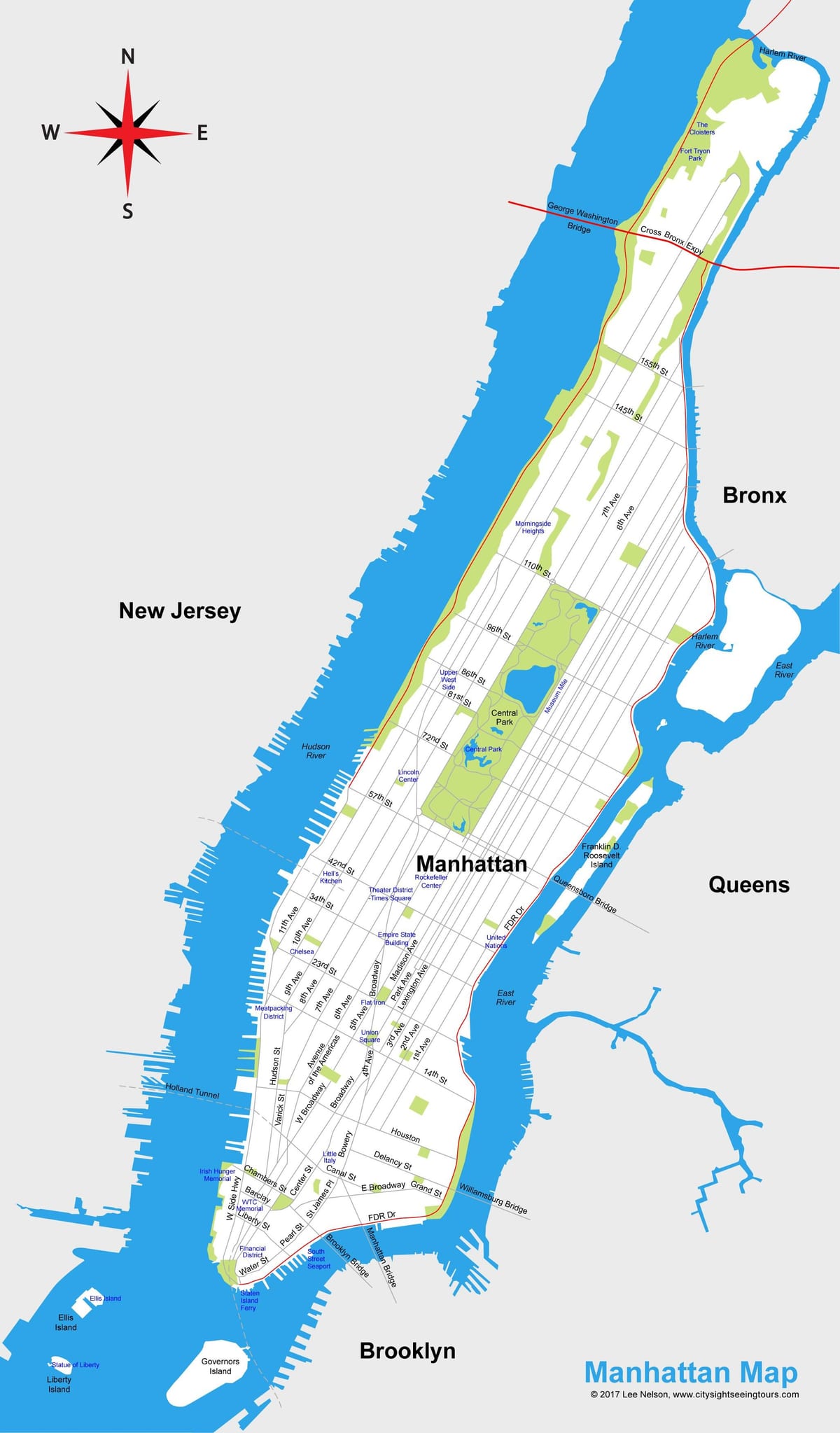 Քարտեզ քաղաքի Manhattan տպել