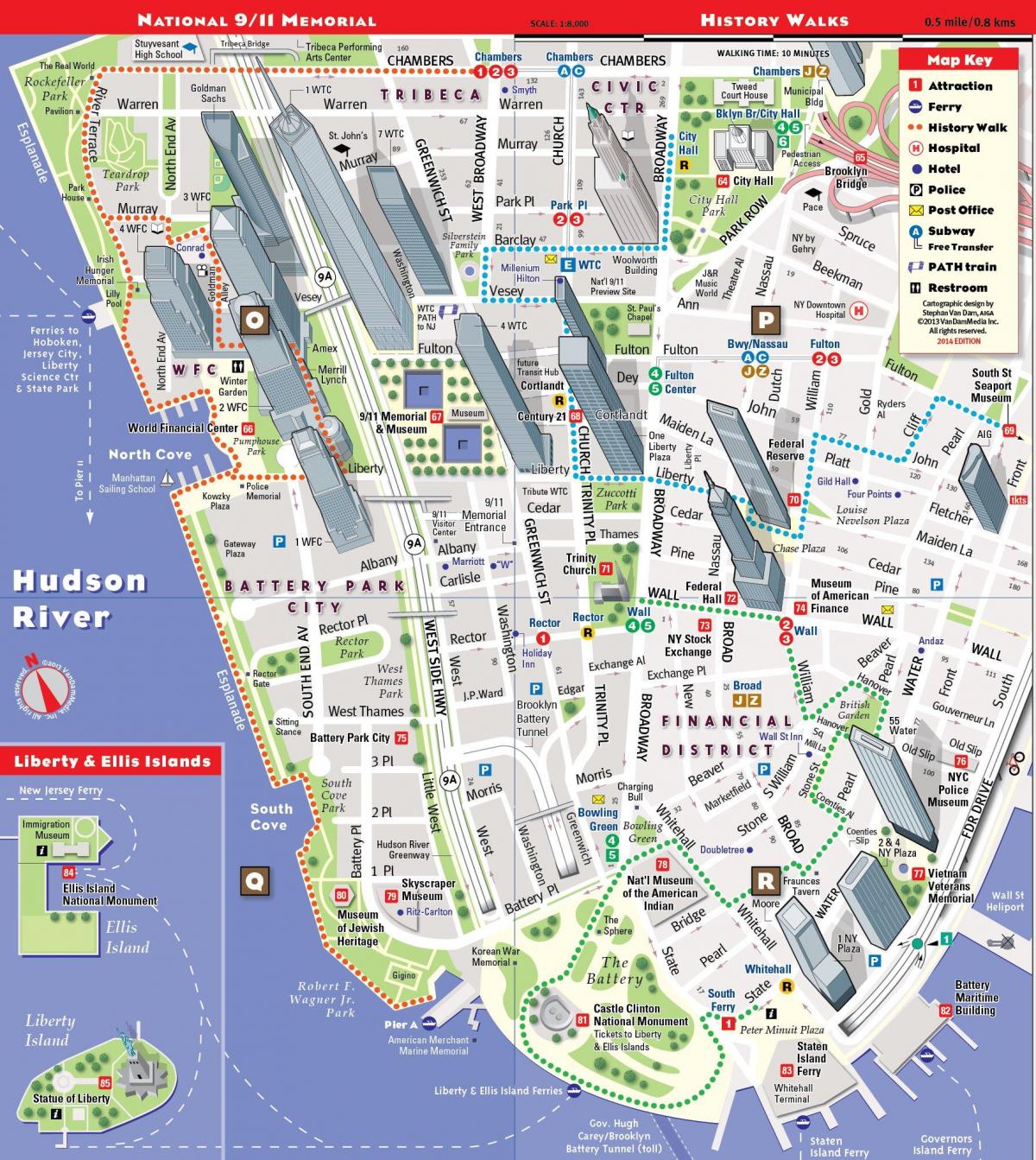 ստորեւ զբոսաշրջային քարտեզը Մանհեթենի