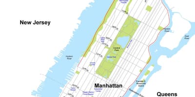 Քարտեզ կղզու Manhattan Նյու Յորքում