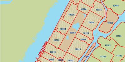 ЗИП կոդ Նյու Յորքի Manhattan քարտեզ