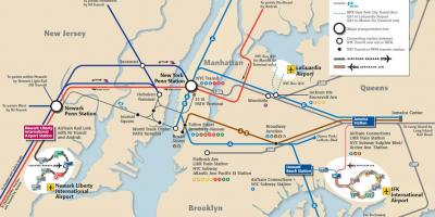 Jfk մինչև Մանհեթենի մետրոյի քարտեզի վրա